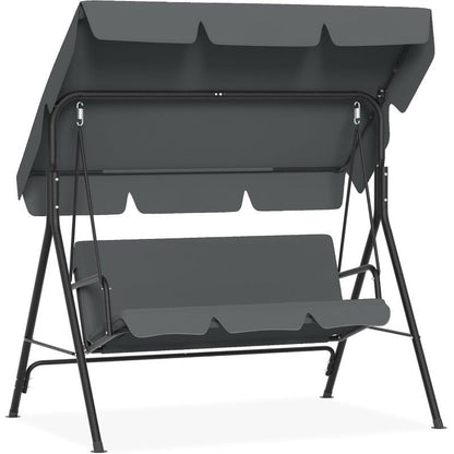 Balancelle de jardin à 3 places avec toit ouvrant réglable et coussin de siège et pieds antidérapants, balançoire de jardin jusqu'à 200 kg, fauteuil à bascule