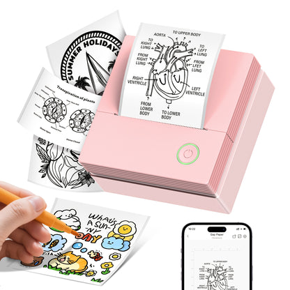 PM290CB Étiqueteuse sans fil portable et mini imprimante à main pour bureau et maison, compatible avec papier thermique, plus de 30 modèles gratuits, plus de 90 polices, impression de codes-barres, imprimante à papier thermique pour notes, journaux, reçus