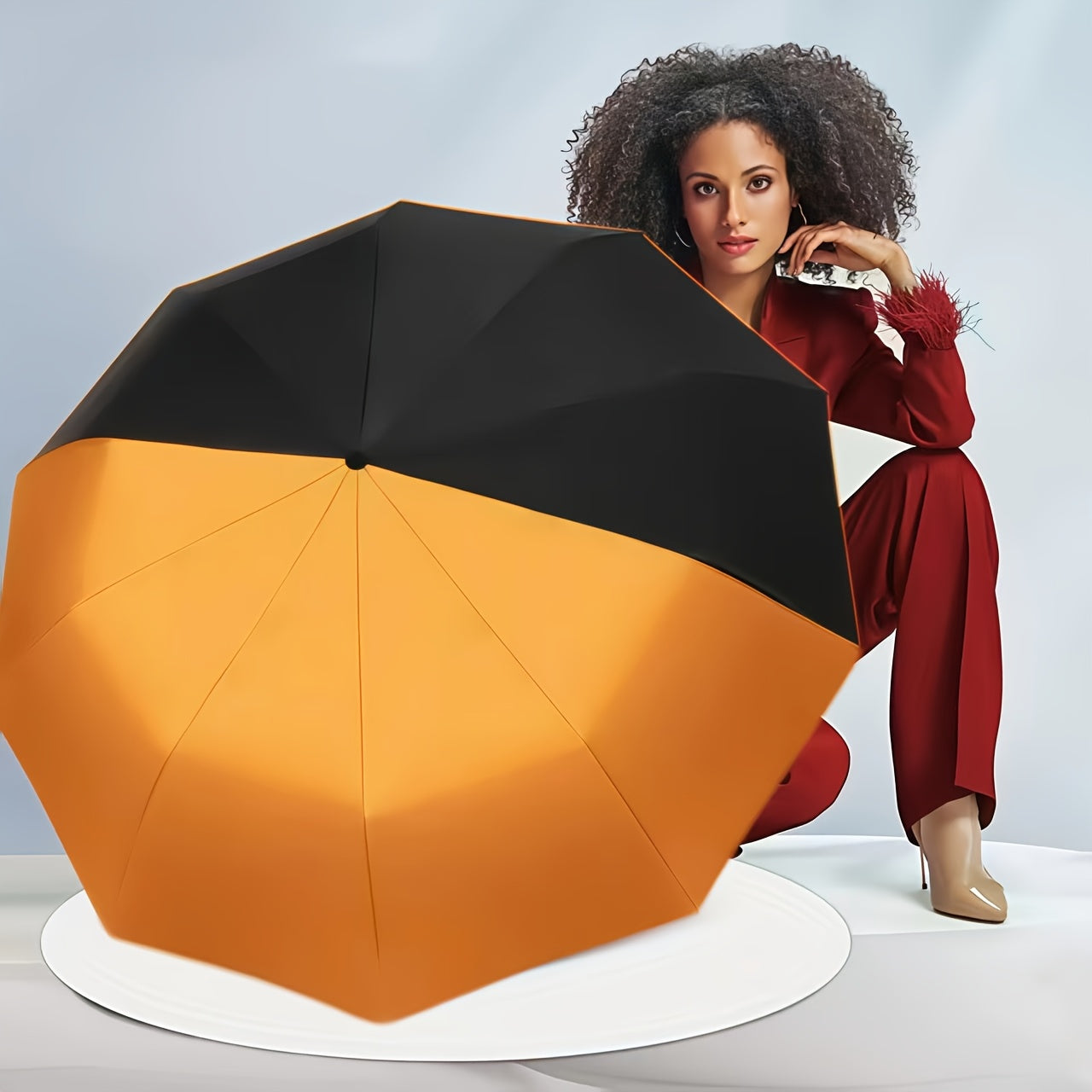 Parapluie Grand Format Robuste et Automatique MEI QI LIN avec Ouverture/Fermeture à un Bouton, Toile Coupe-Vent à 10 Baleines et Pliage Compact, Convient aux Hommes et aux Femmes, Voyage en Voiture, Parapluie d'Extérieur pour Adultes, Dernier Modèle