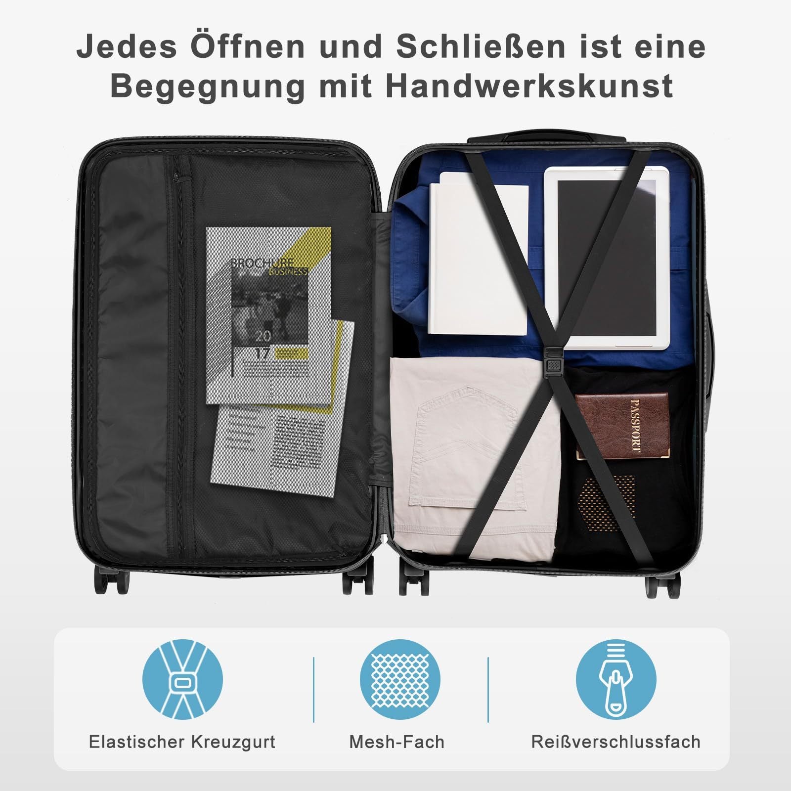 Ensembles de bagages 4 pièces, valises légères avec roulettes, valises rigides en ABS avec roulettes à verrouillage, ensemble de bagages à main (12/20/24/28 pouces), adapté aux voyages, retour à l'école