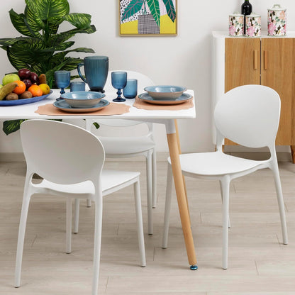 Baroni Home Lot de 4 chaises en plastique blanc – Empilables, prêtes à l'emploi sans assemblage requis, faciles à nettoyer, avec pieds antidérapants pour une stabilité accrue – Idéales pour cuisine, salon, salle à manger, jardin, terrasse ou balcon – Assi