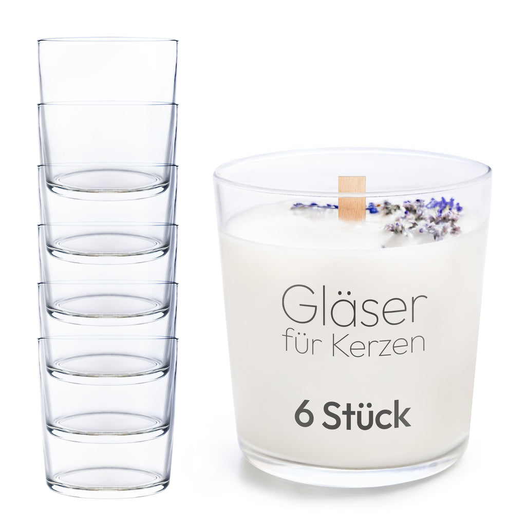 Verres à Bougie 300 ml - Fabriqués en Europe, Verres Décoratifs à Ventilateur 9X8 Cm, Robustes & Réutilisables, Idéaux pour le DIY, Bougies Parfumées & Décoration de Table, Disponibles en Ensembles de 6 ou 12.