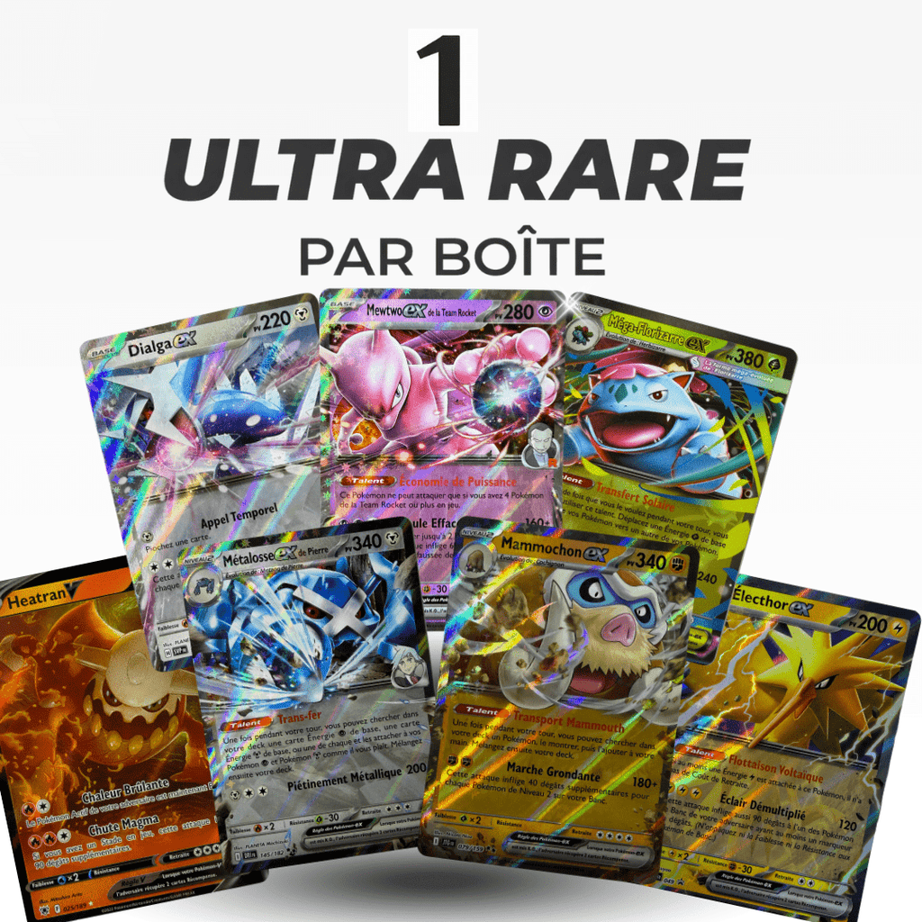 Pack Ultra Rare Cartes Pokémon TCG | 100+ Lot Cartes Pokémon - 1x Ultra ou Double Rare Garanti - Holos & Rares Inclus ! Cadeau Parfait pour Enfants & Collectionneurs - 100% authentique