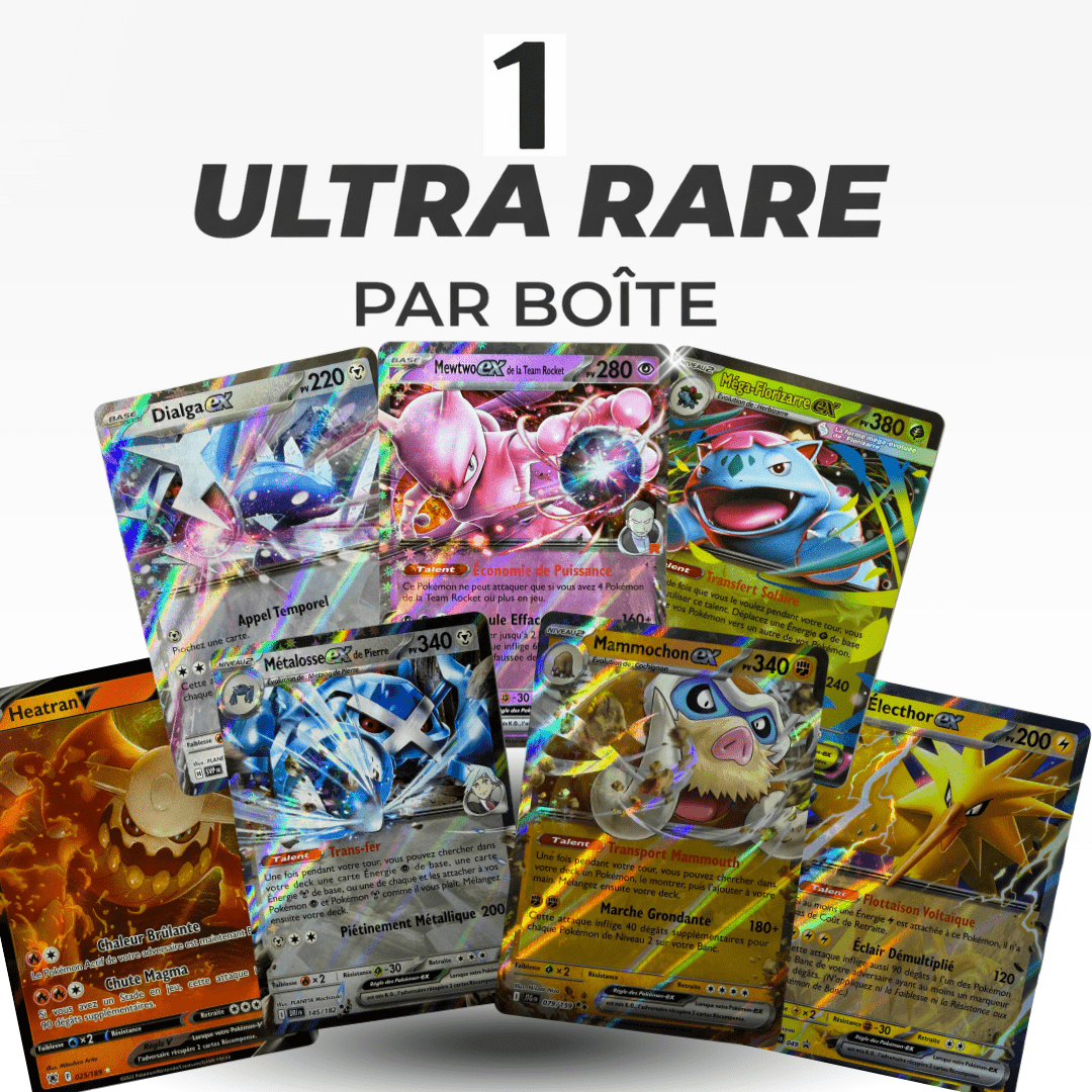 Pack Ultra Rare Cartes Pokémon TCG | 100+ Lot Cartes Pokémon - 1x Ultra ou Double Rare Garanti - Holos & Rares Inclus ! Cadeau Parfait pour Enfants & Collectionneurs - 100% authentique
