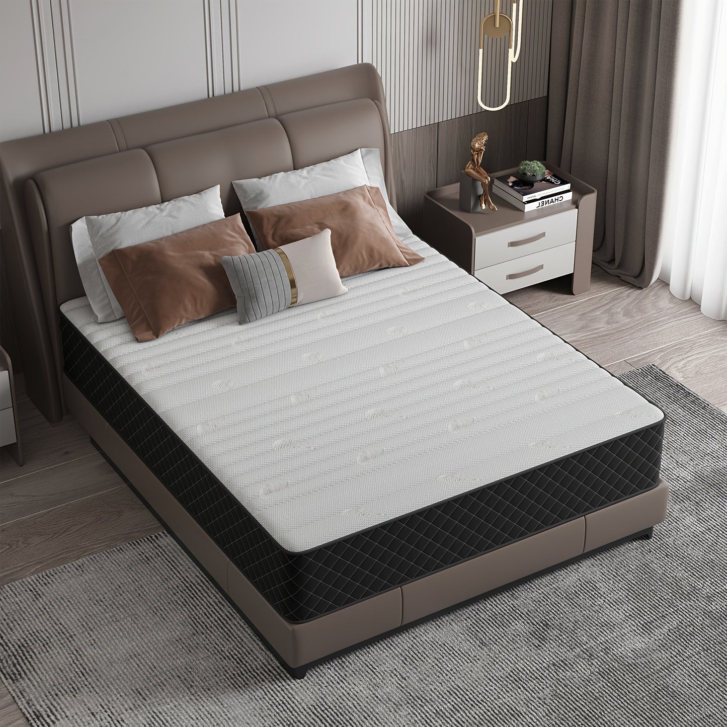 Matelas 140 x 200 cm - Dureté H3 Le matelas hybride à ressorts ensachés et mousse à mémoire de forme en boîte pour un soutien ultime et un soulagement de la pression, Matelas de lit