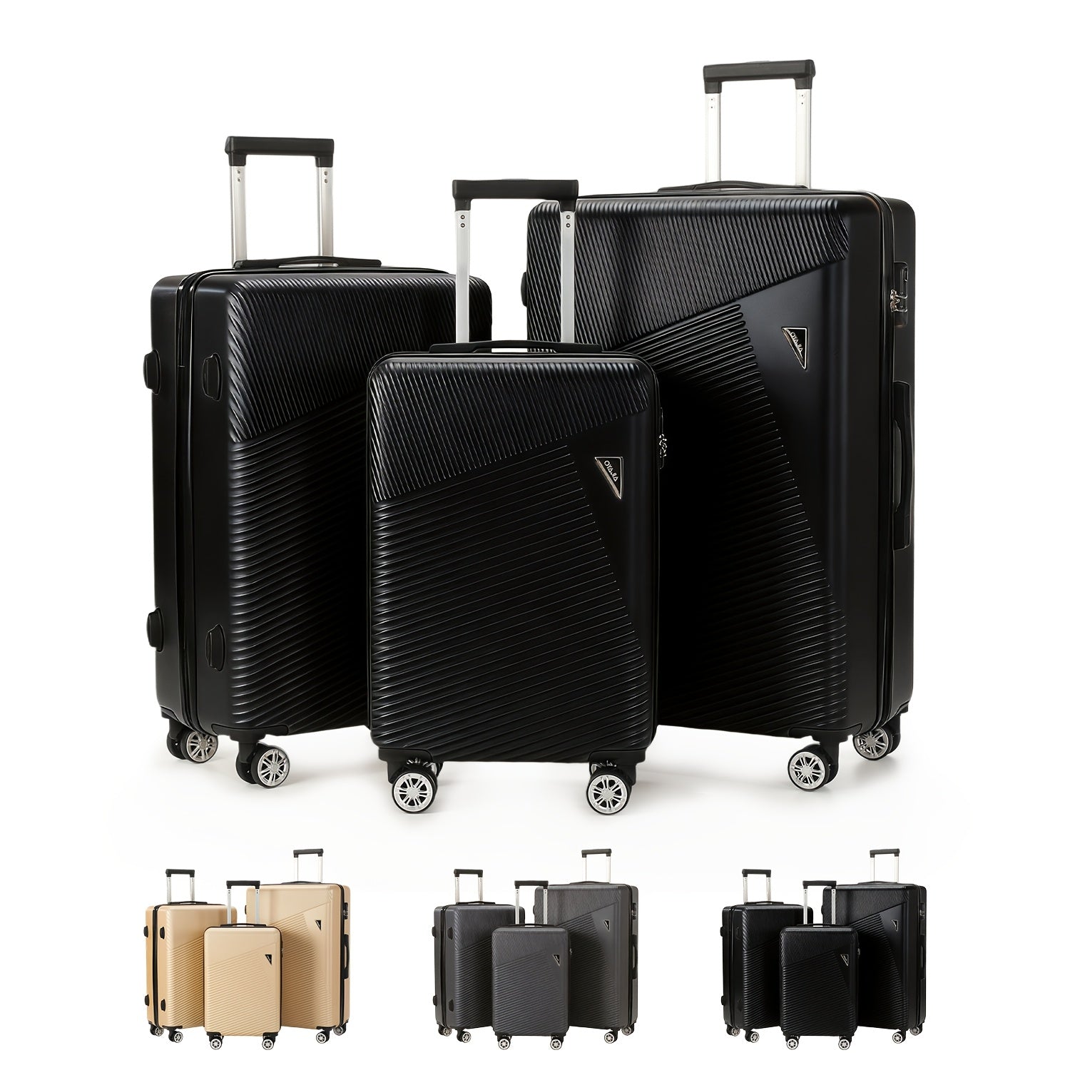 Ensembles de valises 3 pièces extensibles en ABS coque rigide, légères et durables, ensemble de voyage familial avec roulettes pivotantes et cadenas TSA, 20" 24" 28" - Bleu marine