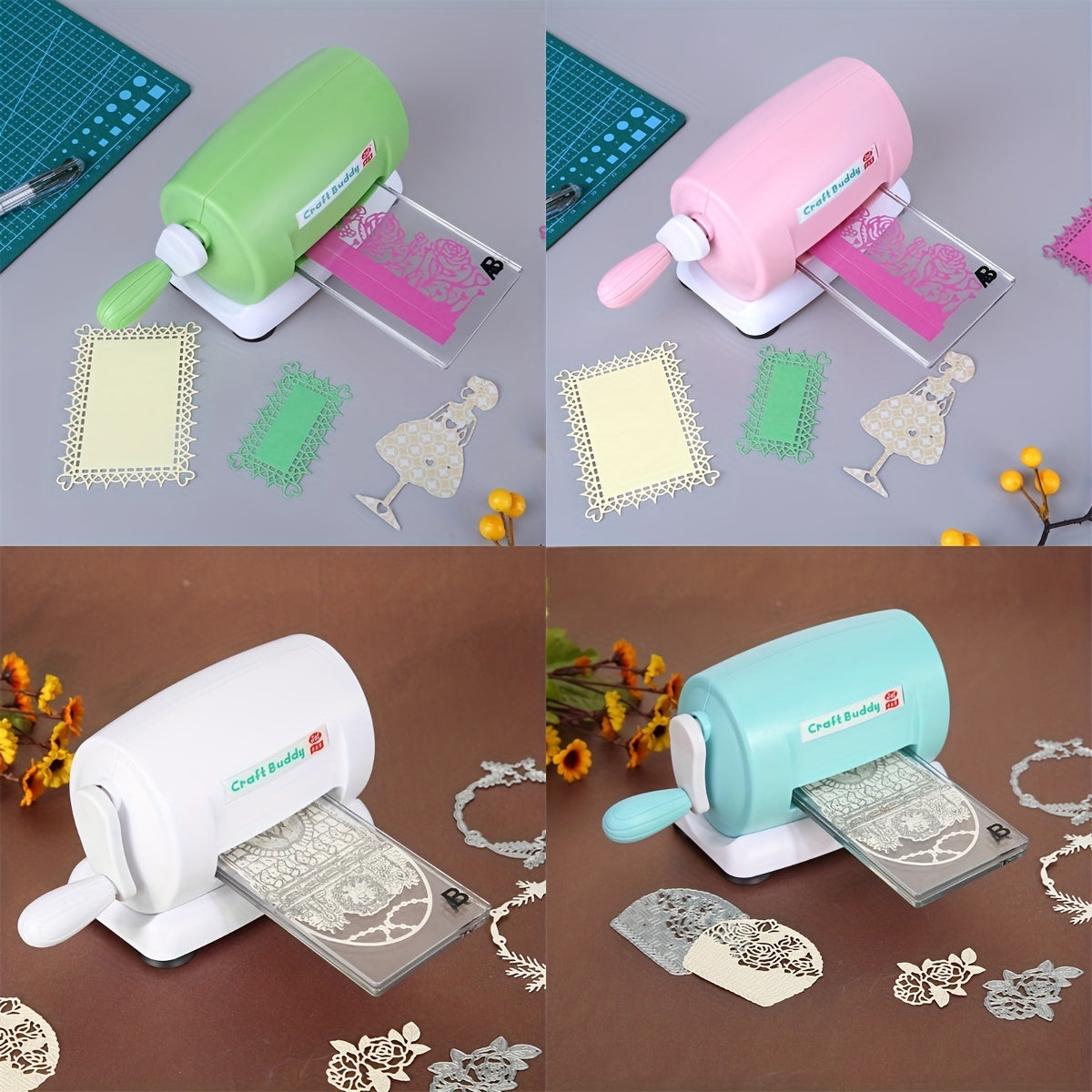 Lot de 5 couleurs machine de découpe et gaufrage pour scrapbooking, 1 set de tampons de découpe en acrylique A et B pour papier scrapbooking, outil de coupe, matériau PE, sans batterie