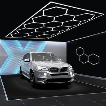 Plafonnier LED Nid d'Abeille avec Cadre en Métal Poli - Design Semi-Encastré 14/8/5 Trous, Blanc Froid 6500K, Installation Facile pour Garage, Atelier, Éclairage Sous Porte (Blanc), Lumières LED pour Maison, pour Éclairage de Garage, Éclairage Durable