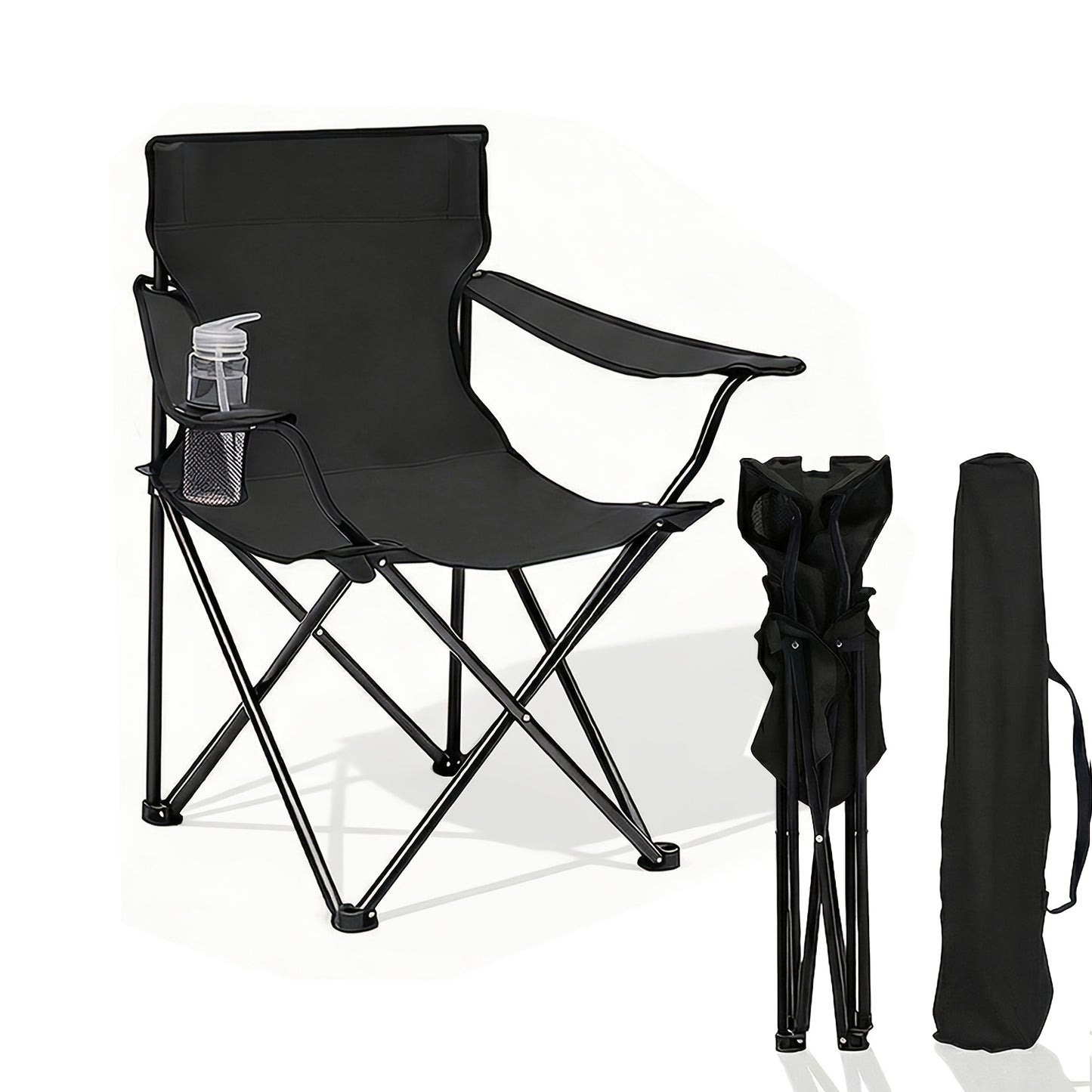 Chaise de jardin pliante Sunula, capacité 140 kg, chaise pliante d'extérieur stable avec porte-gobelet, tissu Oxford 600D, pour patio, balcon, terrasse, jardin - Sac de transport assorti inclus (1/2 pcs)