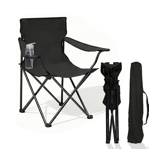 Chaise de jardin pliante Sunula, capacité 140 kg, chaise pliante d'extérieur stable avec porte-gobelet, tissu Oxford 600D, pour patio, balcon, terrasse, jardin - Sac de transport assorti inclus (1/2 pcs)