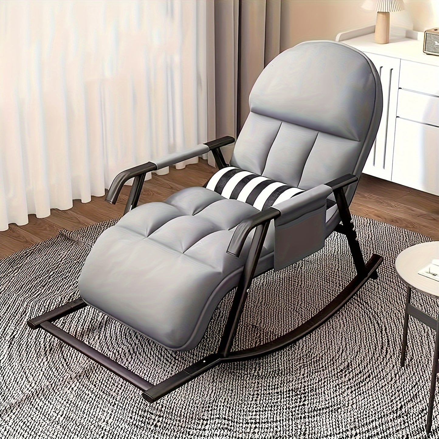 Fauteuil à bascule moderne pour salon, fauteuil à bascule avec fonction de relaxation, fauteuil à bascule avec poche latérale, fauteuil à bascule avec repose-pieds réglable, fauteuil à bascule pour salon, chambre à coucher