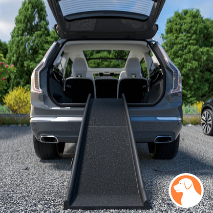CADOCA® Rampe pour Chien Pliable Auto 90KG Compacte 156X40Cm Poignée de Transport Boucle de Sécurité Réflecteurs Gamelle d'Eau Chien Chat Antidérapant Aide à l'Entrée Facile