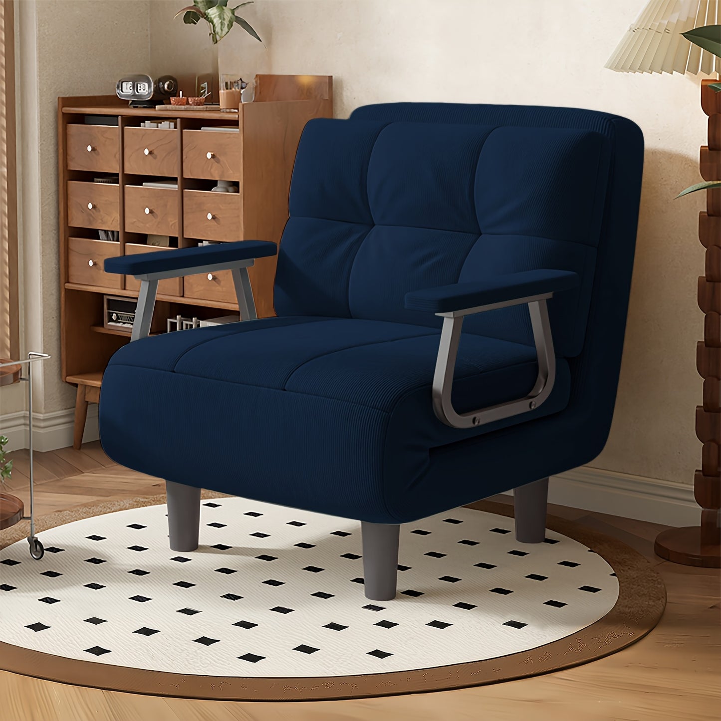 Décorations de Noël pour appartement, canapé-lit pliable, confortable et durable, accoudoirs argentés, matériau en velours côtelé, plusieurs couleurs disponibles, polyvalent pour chambres, cadeaux individuels, idées cadeaux, décorations de Noël d'extérieu