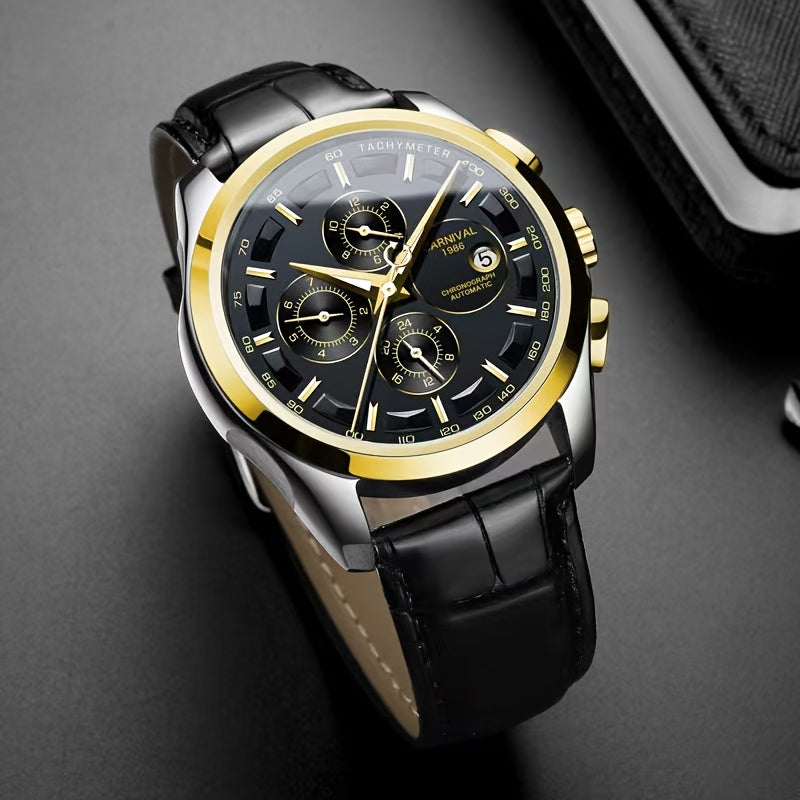 [I&W CARNIVAL] Montre Mécanique Automatique Multifonction pour Homme, Montre Sportive Élégante avec Calendrier et Étanchéité 30m
