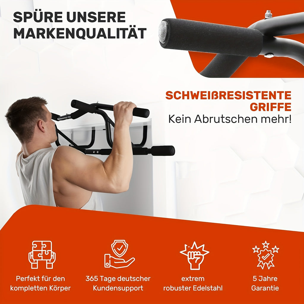 Barre de traction sans vis pour porte - Barre de gym robuste à suspendre au-dessus de la porte avec poignée antidérapante, installation facile (sans vis/perçage) - Convient aux cadres de porte de 7 à 19 cm - Équipement de gym à domicile pour tractions, po