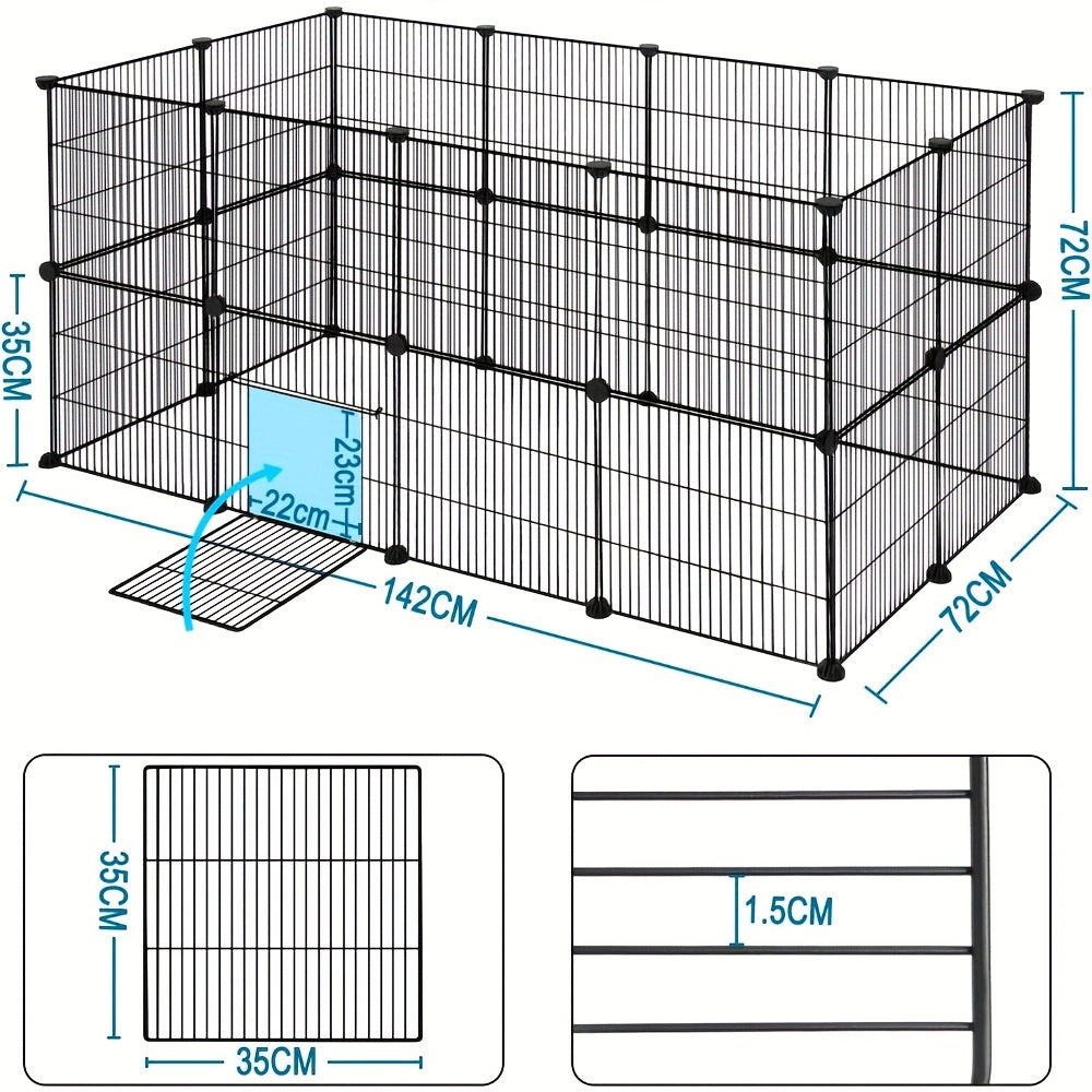 Barrière compacte pour petits animaux - Installation facile et facile à installer soi-même, enclos robuste et extensible avec entrée pour applications intérieures/extérieures - Idéal pour chiots, lapins, chatons et plus