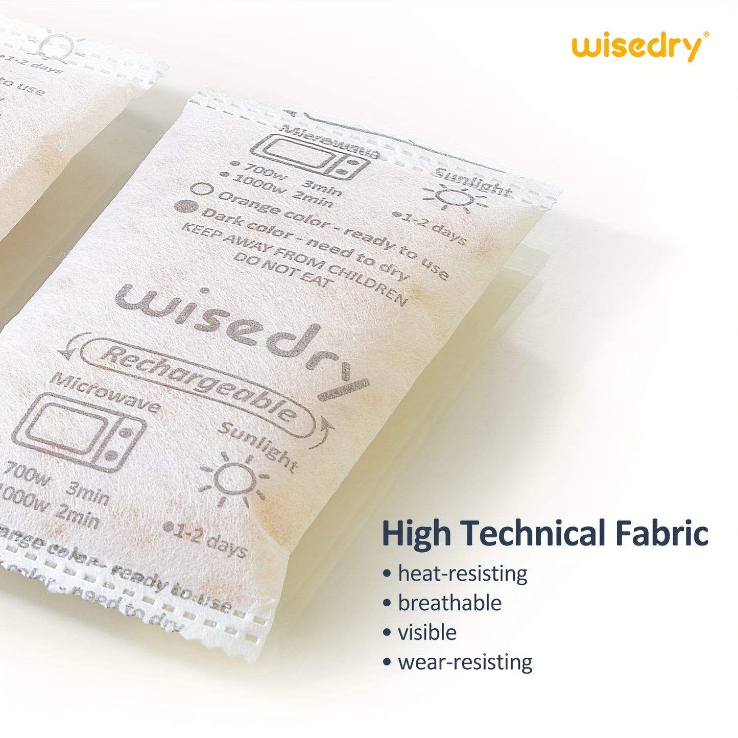Lot de sachets déshydratants réutilisables Wisedry 5g 10g 50g, emballés individuellement, double couche scellée