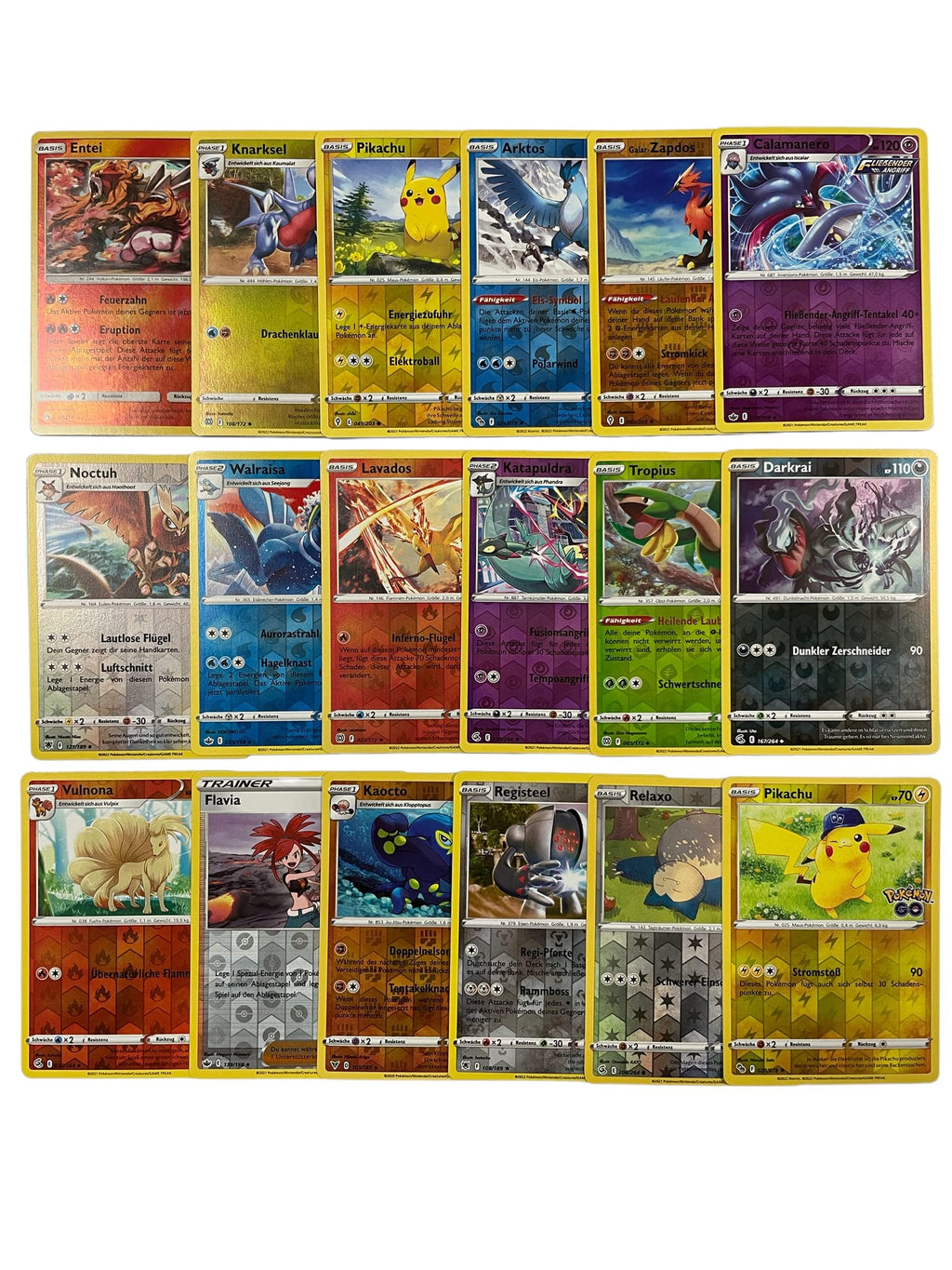 Original 20 Cartes Pokémon Reverse Holo Glitzer, Cartes Pokémon Rares en Anglais Holographiques Reverse Diverses Cartes des Ensembles Actuels + Protection d'Expédition Heartforcards®