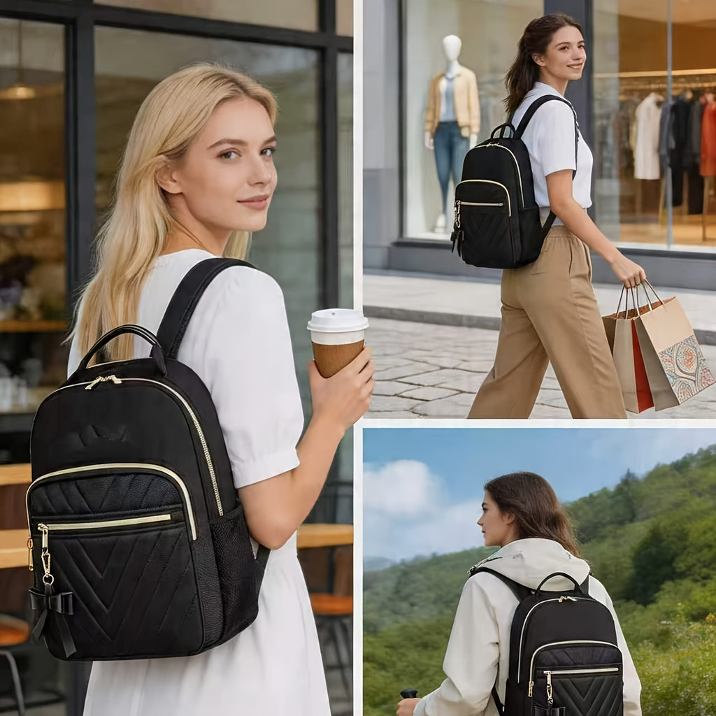 Mini sac à dos pour femme, sac à dos/sac à bandoulière tendance pour tous les jours, petit sac à dos de voyage décontracté et léger pour tous les jours, cadeau pour le travail et les études pour femme, lot de 2 pièces, noir, pour documents quotidiens, min