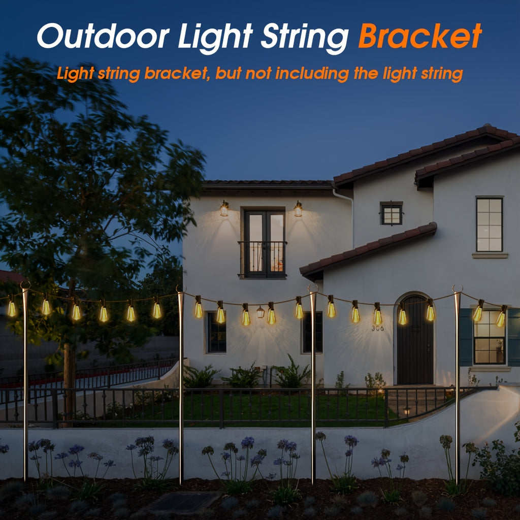 8pcs/6pcs/4pcs/2pcs Tiges de Suspension, Piquets de Jardin en Fer avec Base Fourche pour Guirlandes Lumineuses d'Extérieur - Accessoire d'Éclairage Polyvalent Non Chargé avec Extrémité Mate, Idéal pour Jardin, Patio, Mariage, Cour Arrière, Terrasse et Déc