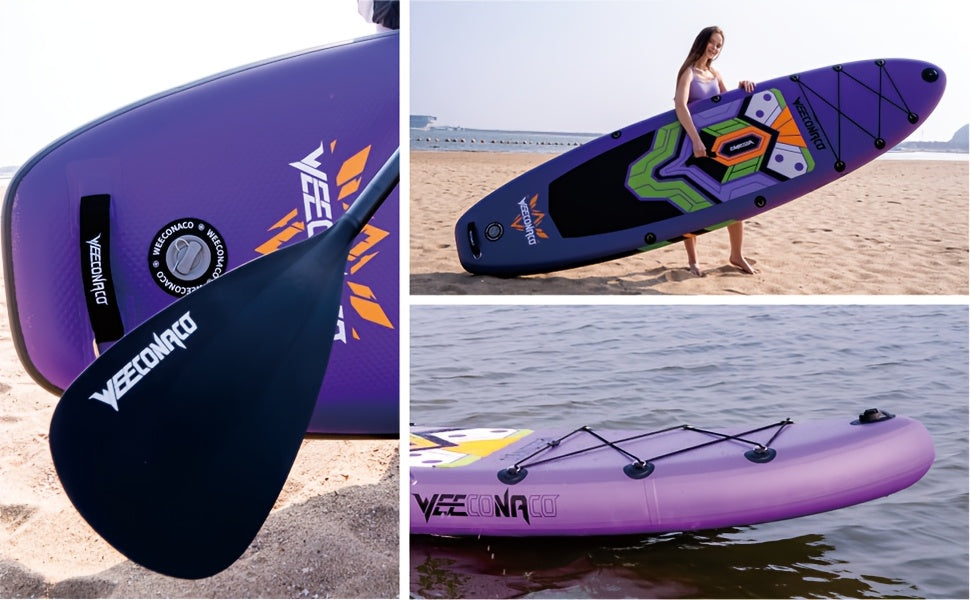 Kit de planche de stand-up paddle gonflable SUP, 320 x 82 x 15,5 cm, capacité de charge jusqu'à 170 kg, pack supplémentaire et ligne de sécurité inclus, pagaie réglable et pompe incluses