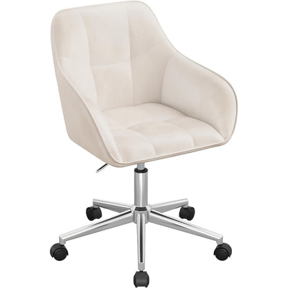 1X Chaise de Bureau Maison, Chaise de Bureau, Chaise Pivotante, Chaise de Cosmétique, Hauteur Réglable, Capacité de Charge Jusqu'à 150 Kg, avec Accoudoirs, Siège en Velours, pour Chambre à Coucher, Bureau, Salon