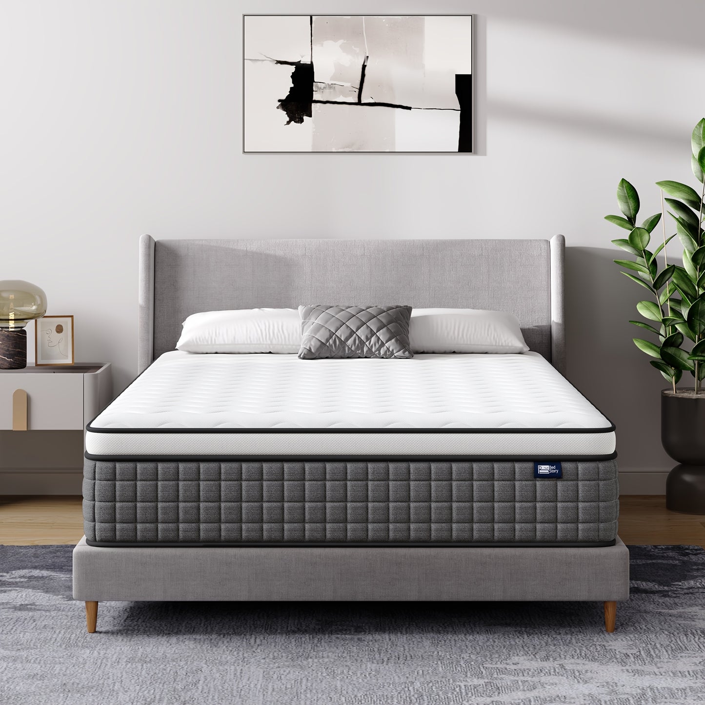 Matelas à ressorts de conception hybride - S'adapte aux courbures du corps, soulage la pression, silencieux et anti-vibration, hauteur de 30 cm