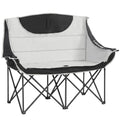 Canapé de camping double avec 2 porte-gobelets - 95 cm de large, supporte jusqu'à 200 kg, coussins bleu-gris doux, conception pliante portable, avec sac de rangement, parfait pour la pêche, les pique-niques, les plages et les pelouses, bleu et gris
