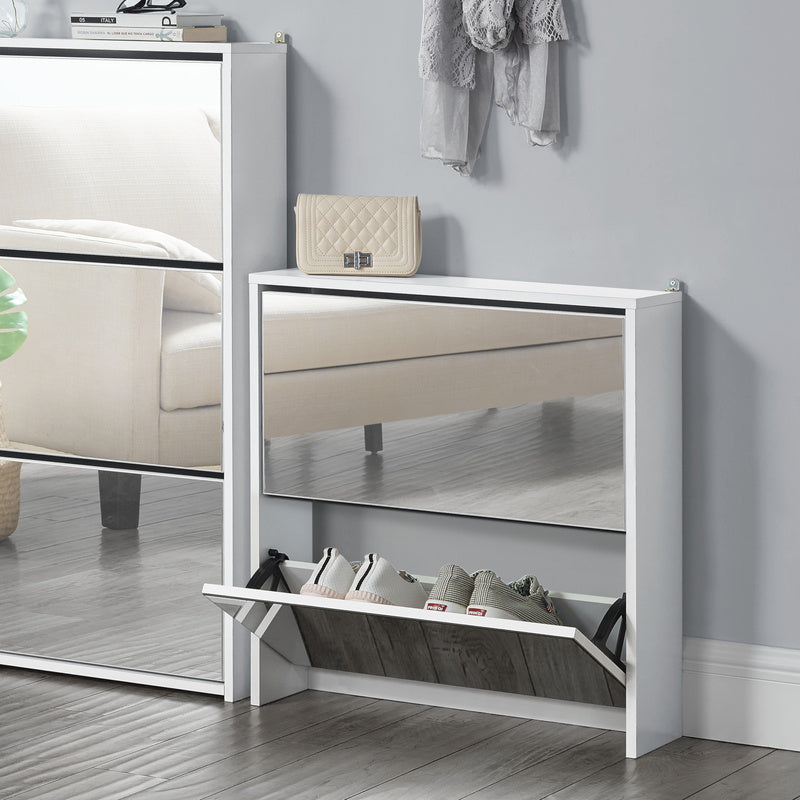 Armoire à chaussures Vogar avec portes miroir de différentes couleurs et tailles