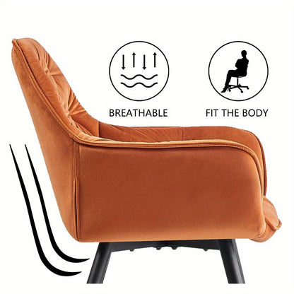 Lot de 2/4/6 Chaises de Salle À Manger Avec Assise Rembourrée En Velours Épais, Pieds En Métal, Accoudoirs Et Dossier ; Chaise D'Angle Pour Salon Ou Pièce À Vivre