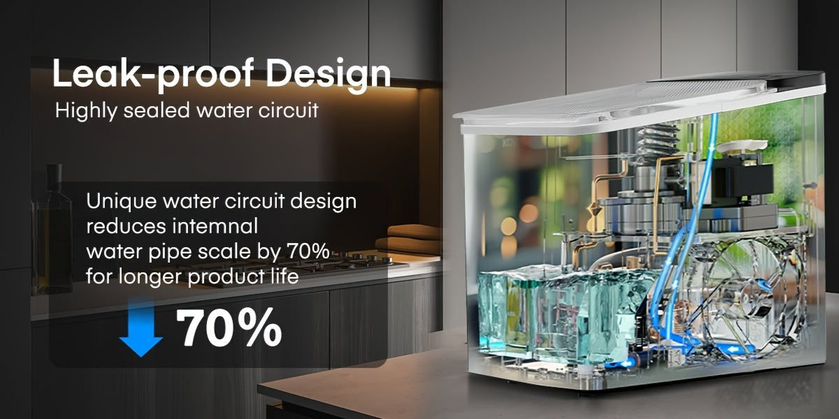 Machine à glaçons de comptoir compacte, produit 9 glaçons en 5 minutes (rendement quotidien de 14 kg) avec 2 tailles de glaçons en forme de balle. Inclut une pelle à glace et un panier, autonettoyante, idéale pour la maison, la cuisine, le bureau ou les f