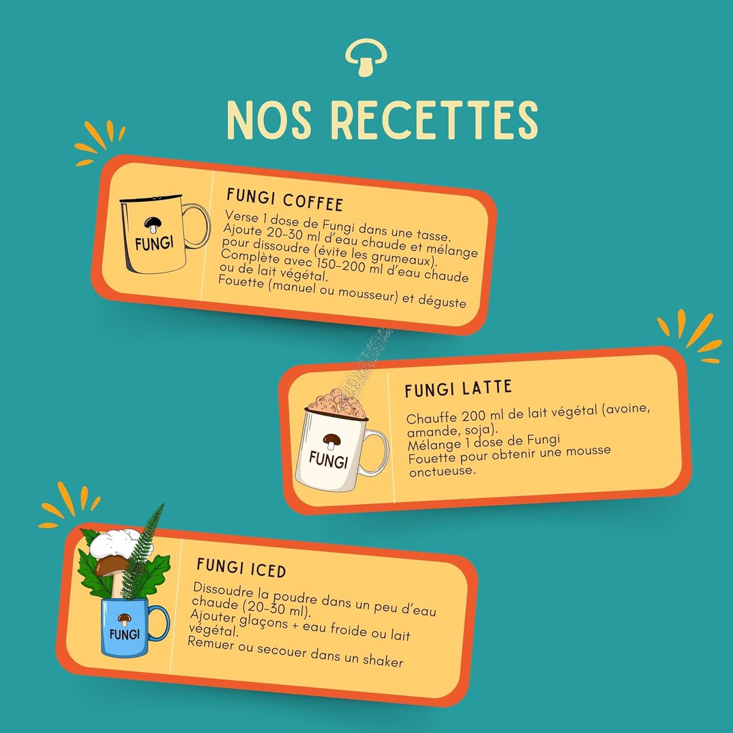 Fungi – Champignons adaptogènes (Cordyceps, Chaga, Lion’s Mane) – Saveur café, note de cacao - Naturellement sucré - stable & goût intense