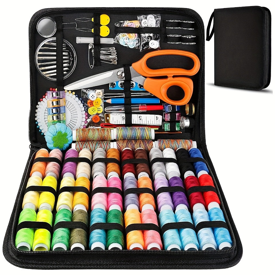 Kit de couture professionnel 201 pièces de haute qualité avec ciseaux de tailleur, 41 bobines de fil XL et 30 aiguilles, adapté aux voyageurs, adultes, enfants, débutants, urgences et DIY