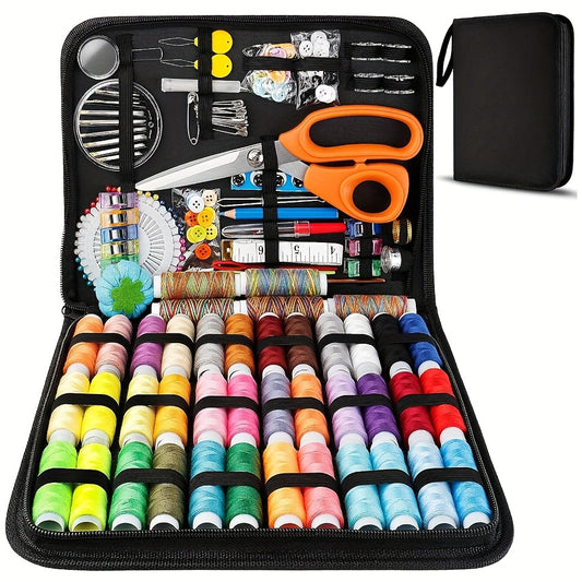 Kit de couture professionnel 201 pièces de haute qualité avec ciseaux de tailleur, 41 bobines de fil XL et 30 aiguilles, adapté aux voyageurs, adultes, enfants, débutants, urgences et DIY