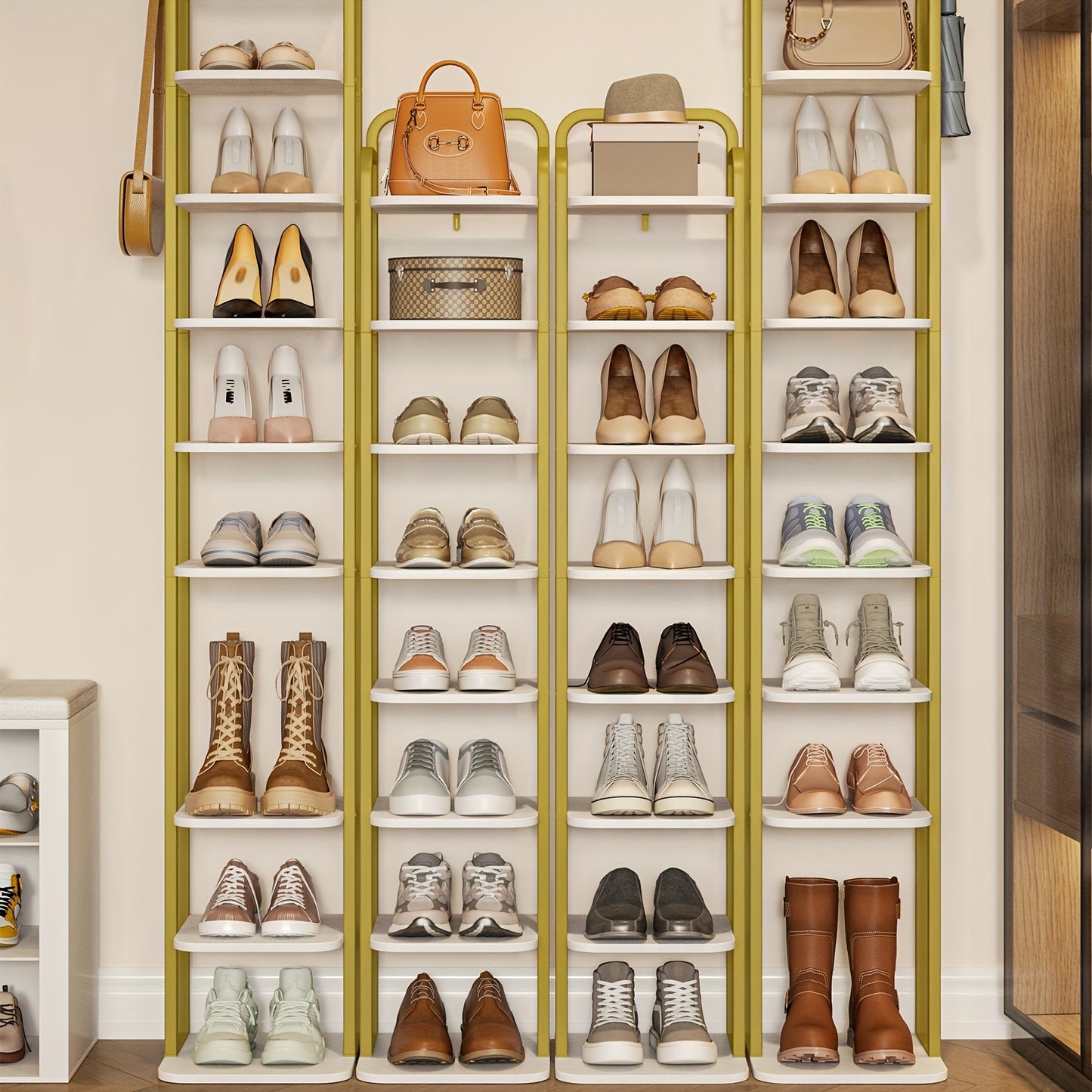 Étagère à chaussures verticale, Organisateur de chaussures,  à chaussures peu encombrante, Autoportante, Réglable, 10 niveaux