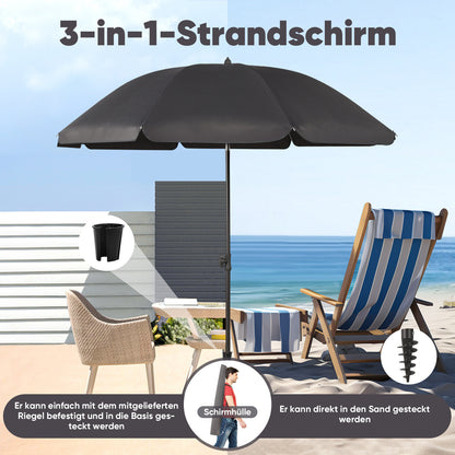 Parasol de balcon Sunula 180 cm avec pied béquille, housse de , inclinaison et réglage en hauteur, parasol de plage pour balcon, jardin et terrasse