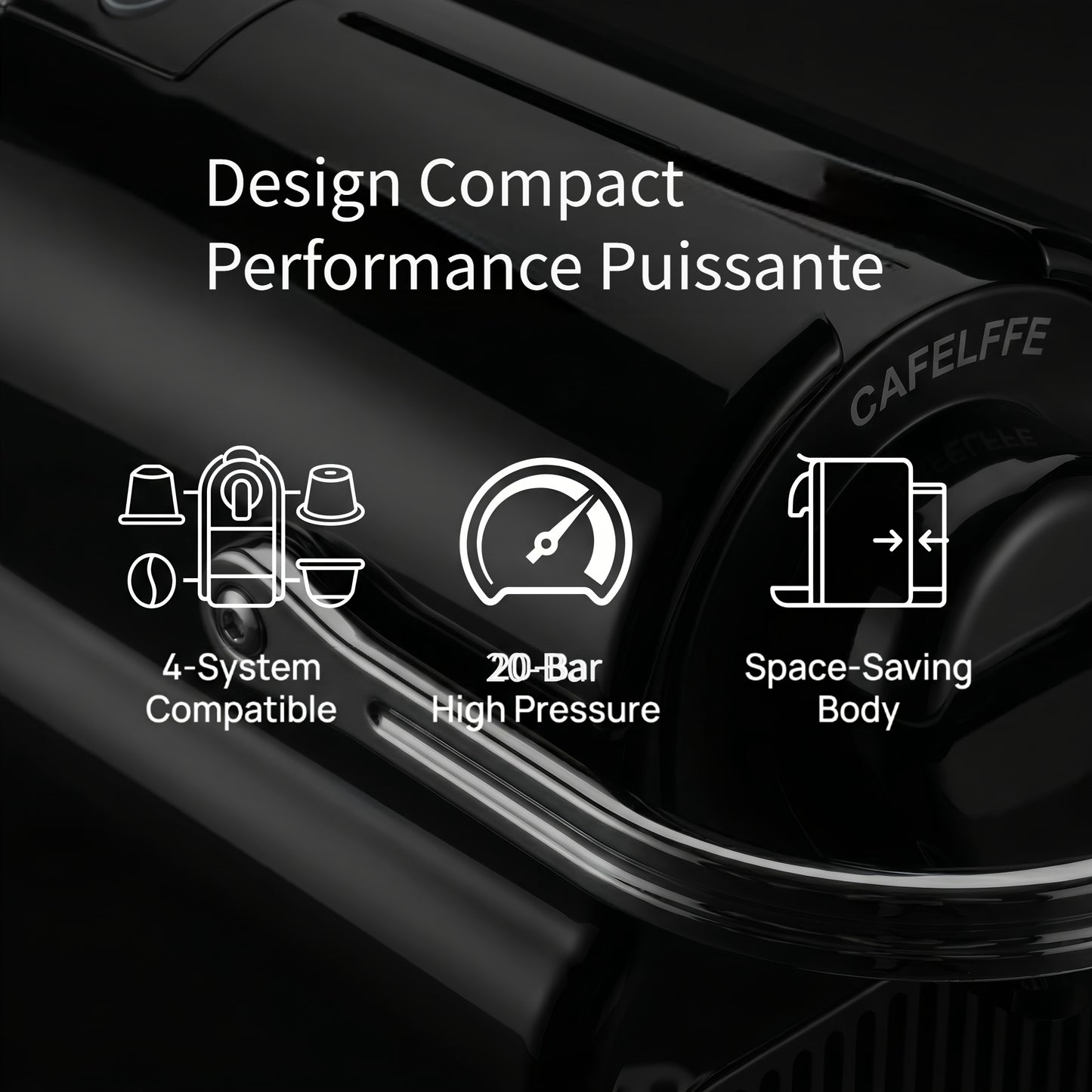 Cadeau Fête des Pères, Machine à café à capsules CAFELFFE MK-603, Machine à espresso 20 bar, Préparation à chaud et à froid, Compatible avec les capsules NS/DG/ESE et le café moulu, Réservoir d'eau amovible de 0,6L, Arrêt automatique, Idéal pour la cuisin
