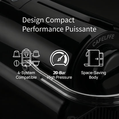Cadeau Fête des Pères, Machine à café à capsules CAFELFFE MK-603, Machine à espresso 20 bar, Préparation à chaud et à froid, Compatible avec les capsules NS/DG/ESE et le café moulu, Réservoir d'eau amovible de 0,6L, Arrêt automatique, Idéal pour la cuisin