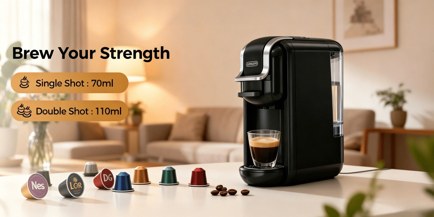 Cadeau Fête des Pères, Machine à café à capsules CAFELFFE MK-603, Machine à espresso 20 bar, Préparation à chaud et à froid, Compatible avec les capsules NS/DG/ESE et le café moulu, Réservoir d'eau amovible de 0,6L, Arrêt automatique, Idéal pour la cuisin