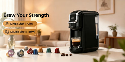 Cadeau Fête des Pères, Machine à café à capsules CAFELFFE MK-603, Machine à espresso 20 bar, Préparation à chaud et à froid, Compatible avec les capsules NS/DG/ESE et le café moulu, Réservoir d'eau amovible de 0,6L, Arrêt automatique, Idéal pour la cuisin