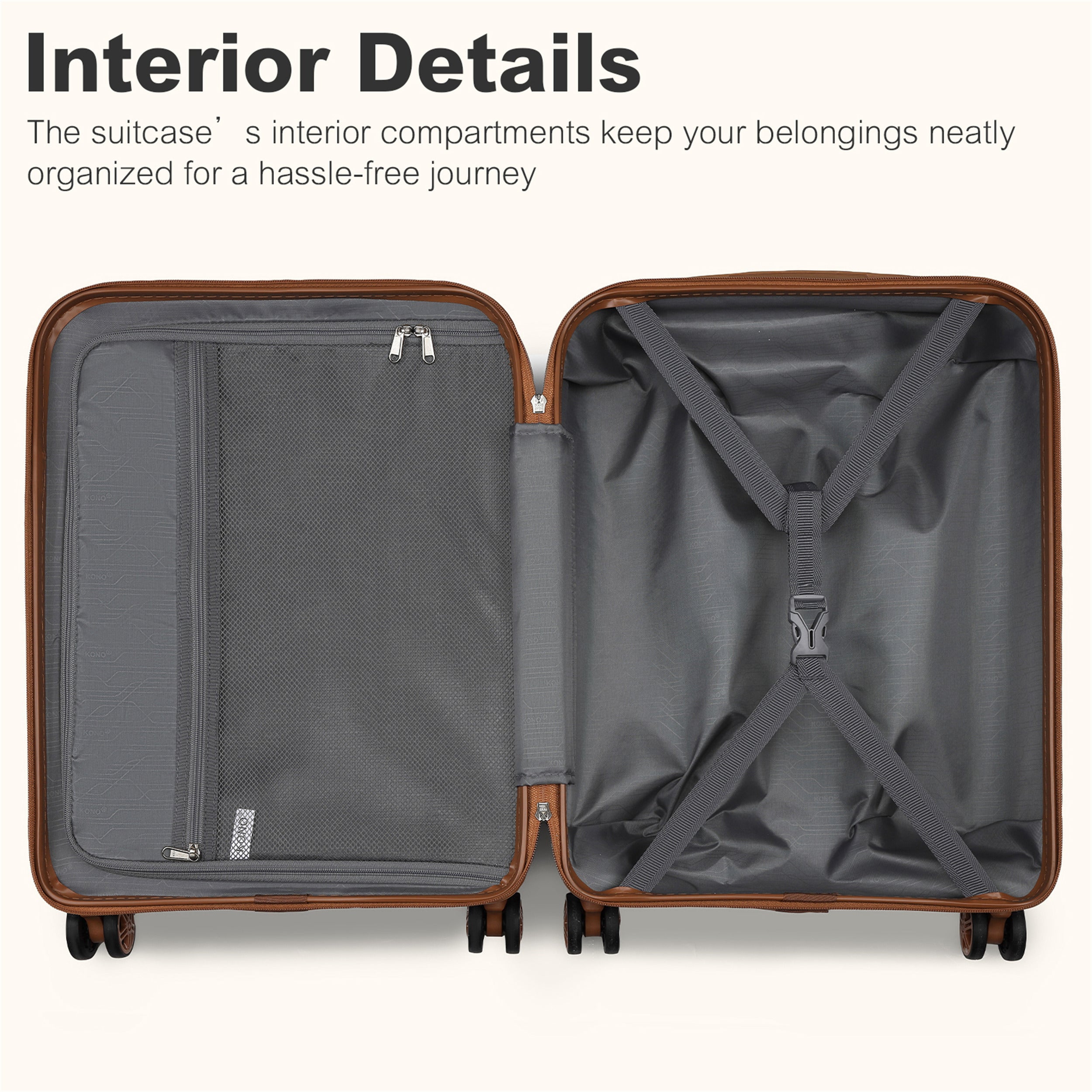 Ensemble de 3 Valises de Voyage en ABS + PC avec 4 Roues, Serrure TSA, Incluant 1 Sac à Dos et 1 Trousse de Toilette - Idéal pour les Vacances et la Rentrée