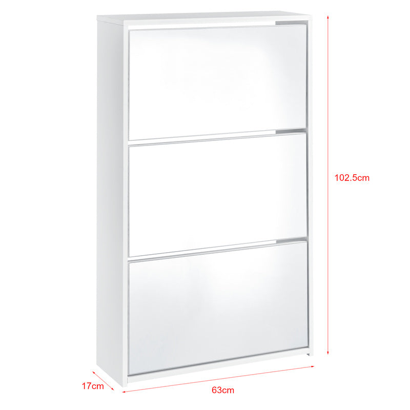Armoire à chaussures Vogar avec portes miroir de différentes couleurs et tailles