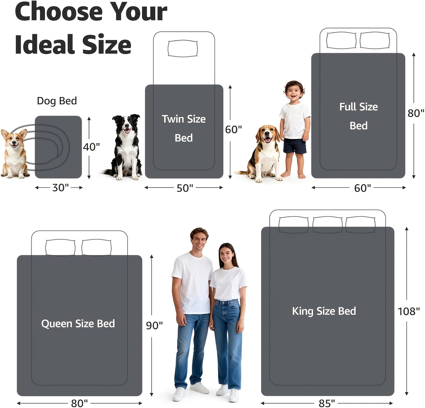Couverture de lit LOOBANI : Utilisable sur les deux côtés avec une douce couverture de lit double en flanelle, taille 229cm * 203cm/205cm * 153cm, couverture anti-fuite/anti-éclaboussures pour animaux de compagnie, convient pour canapé, protection de sièg