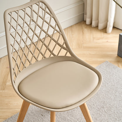 EGOONM Ensemble de 6 chaises de salle à manger, chaises de cuisine scandinaves - Design de dossier coquillage découpé, coussin en similicuir et pieds en bois de hêtre