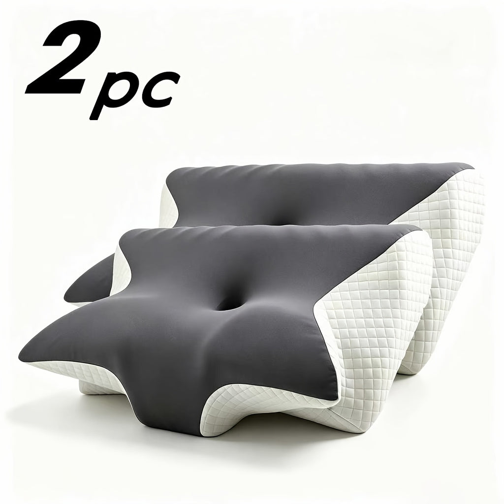 2pcs Oreiller Papillon Mousse à Mémoire de Forme Oreiller Cervical, Sommeil Profond Confortable, Tissu Respirant et Doux, Design Haut de Gamme Prendant En Compte Le Sommeil Sur Le Dossier Et Sur Le Côté, 60*40*12Cm, Cadeaux Pour La Famille Et Les Amis, En