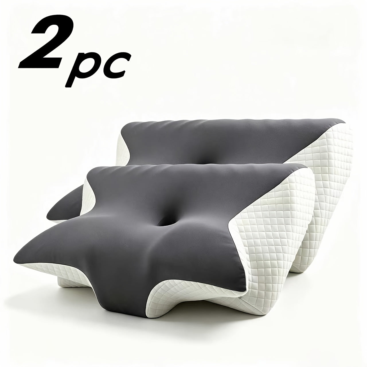 2pcs Oreiller Papillon Mousse à Mémoire de Forme Oreiller Cervical, Sommeil Profond Confortable, Tissu Respirant et Doux, Design Haut de Gamme Prendant En Compte Le Sommeil Sur Le Dossier Et Sur Le Côté, 60*40*12Cm, Cadeaux Pour La Famille Et Les Amis, En