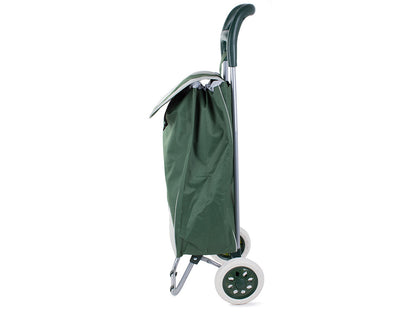 Chariot de courses pliable avec roues, robuste et spacieux, avec poche et poignées, pratique pour transporter des courses lourdes, base stable, grandes roues et poignée durable, en matériau imperméable, facile à nettoyer, poche pour verrouillage ou portef