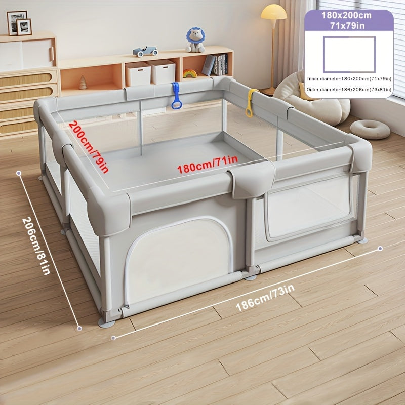 1pc Parc pour Enfants avec Mousse, Barrière de Sécurité Fixe et Respirante en Plastique Résistant, Centre d'Activités Sûr Intérieur/Extérieur, Aire de Jeu Durable à Base Antidérapante
