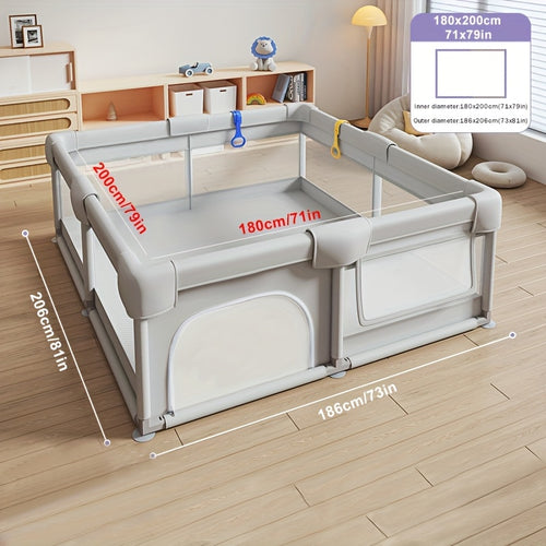 1pc Parc pour Enfants avec Mousse, Barrière de Sécurité Fixe et Respirante en Plastique Résistant, Centre d'Activités Sûr Intérieur/Extérieur, Aire de Jeu Durable à Base Antidérapante