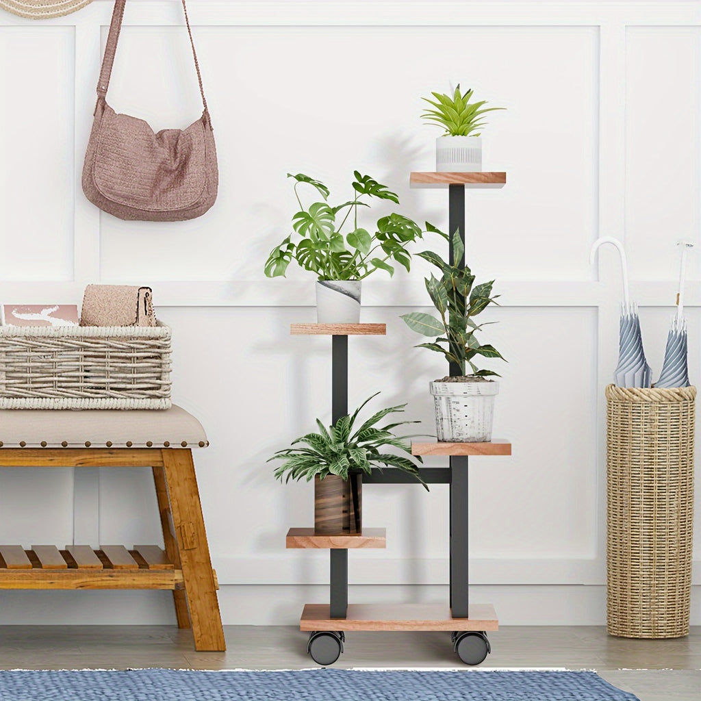 Étagères hautes en bois avec 4, 5, 6 ou 7 niveaux, supports métalliques pour intérieur, étagères multi-niveaux pour plantes, présentoirs pour pots de fleurs et organisateurs de rangement de jardin pour cours, salons et balcons